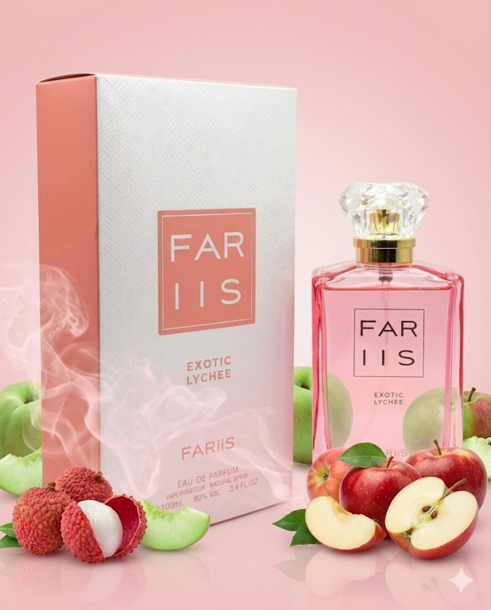 Oryginalne perfumy FARIIS Exotic Lychee dla fanek tropikalnych aromatów.